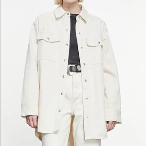 The Kooples - ECRU DENIM SHIRT WITH ROOMY POCKETS